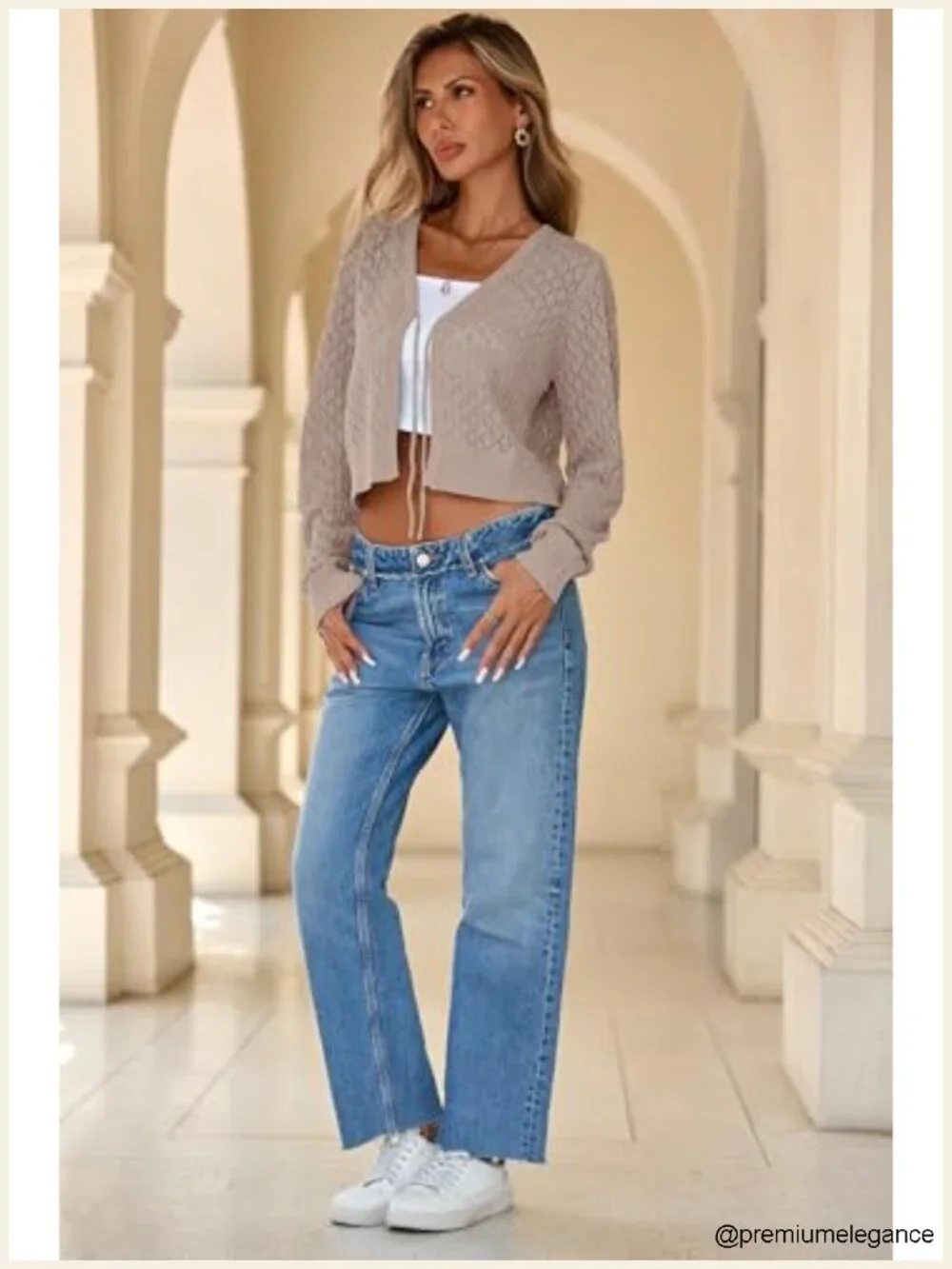 Crochet Cardigan Tie Front Shrug Long Sleeve Knit Cropped Sweater Boho Y2K
